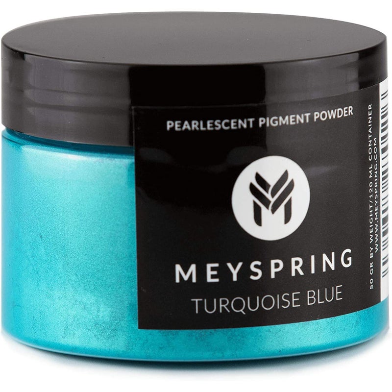 MEYSPRING Turquoise Blue Mica Powder - 50g - Epoxy Resin Color Pigment - Teal Mica Powder for Resin Ocean Art, River Tables, Woodworking - Cosmetic Grade - Image 1
